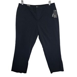 Mossimo Black Dress Pants Women 12 NWT Capri Crop Stretch Modern Fit Work Casual